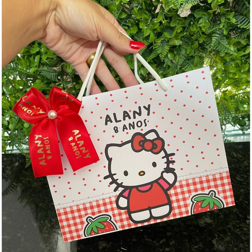 PEGUE E MONTE Sacolinha Surpresa Personalizada Hello Kit Vermelha | Lembrancinhas | Festa Aniversário | Lancheirinha