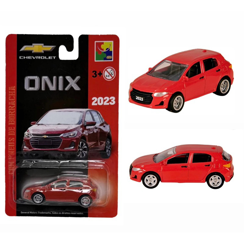 Miniatura CKS Chevrolet Ônix 2023 Vermelho 1/64 Pneus de Borracha