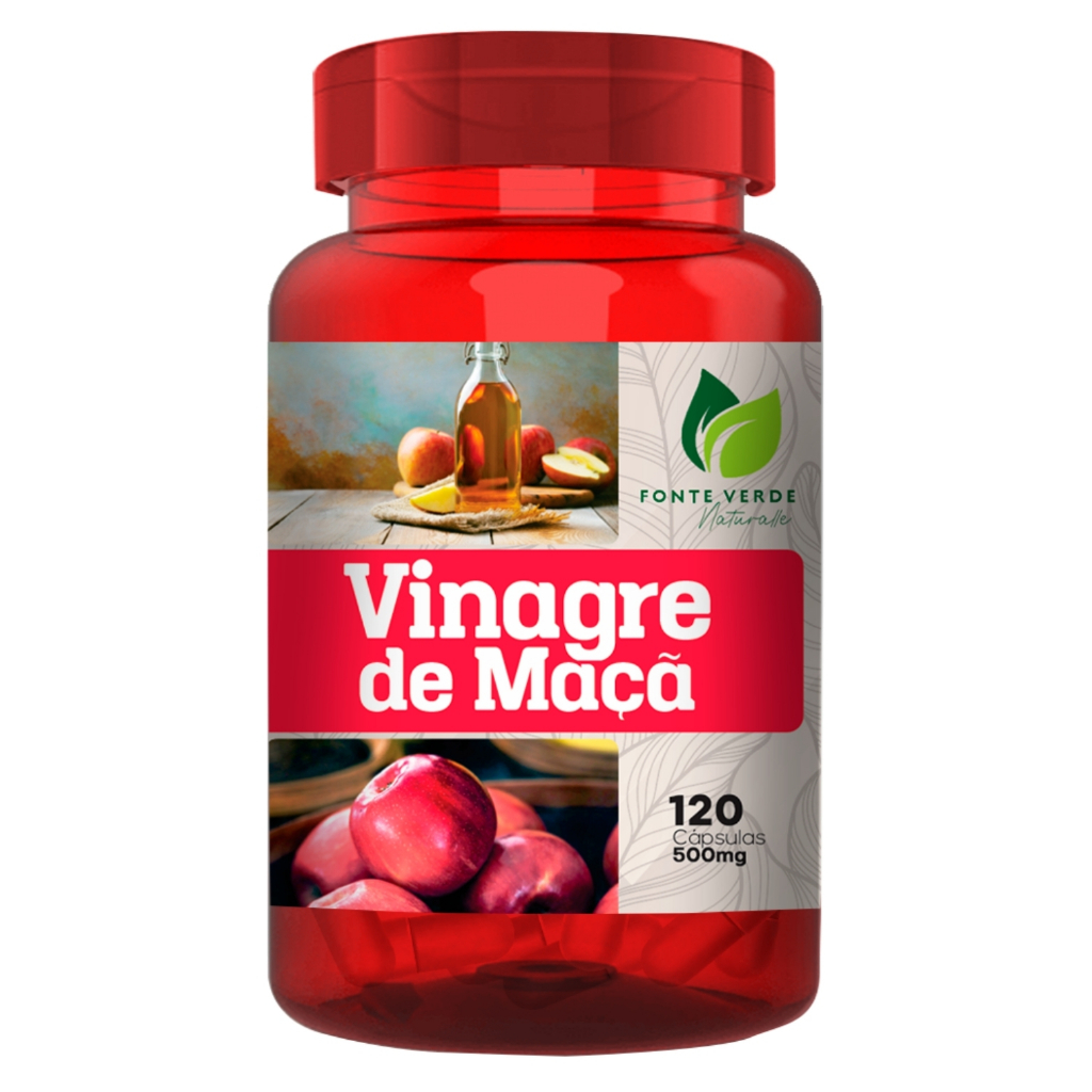 Vinagre de Maçã em Cápsulas 100% Natural 120 Cáps - Fonte Verde em Oferta na Shopee