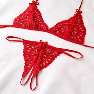 Conjunto Lingerie Apressadinha Sexy Top Calcinha Renda Amarrar em Oferta na Shopee