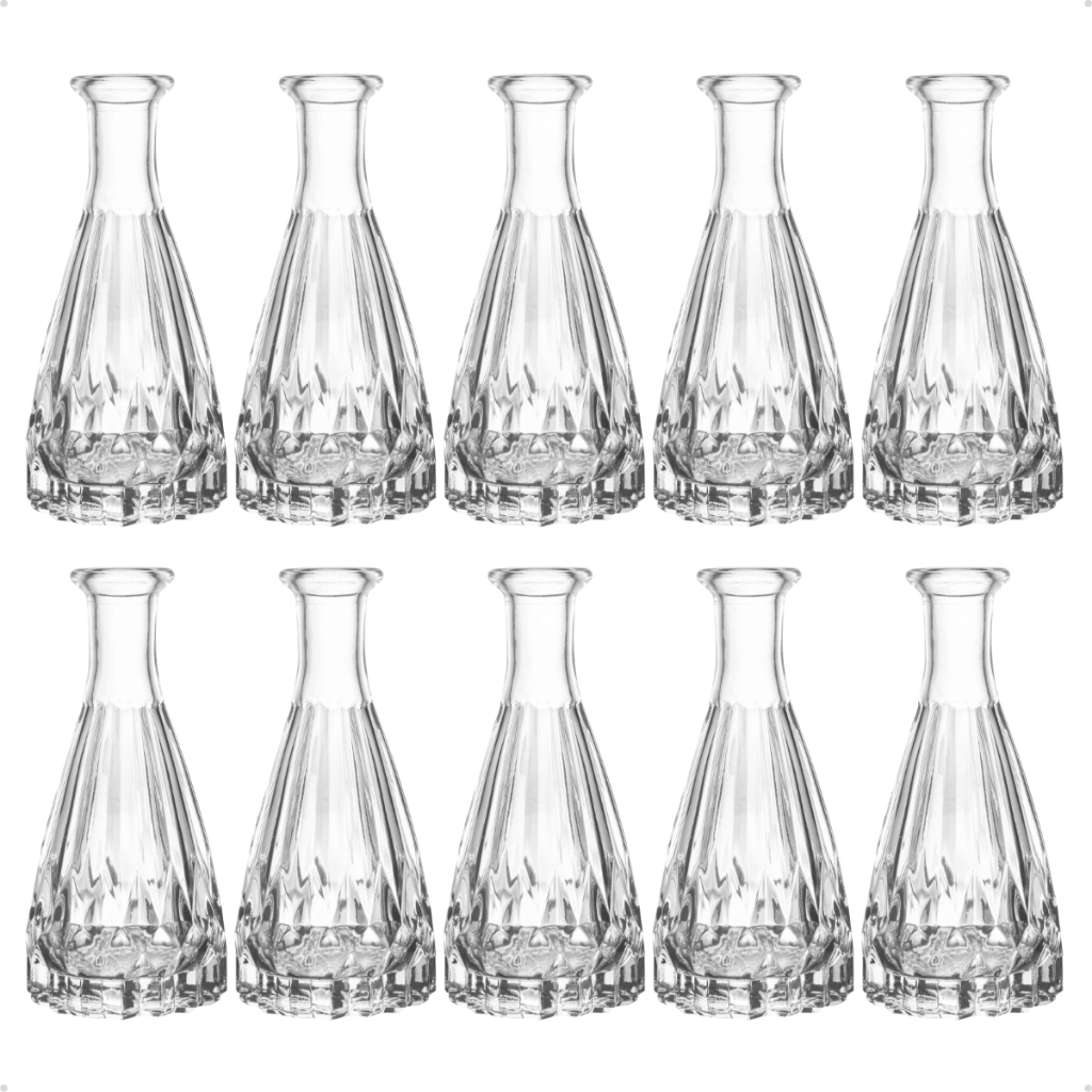 Kit 10 Mini Vasos Vidro Decoração Sala Flores Vasinho Lembrancinha Centro Mesa Casamento Artesanato