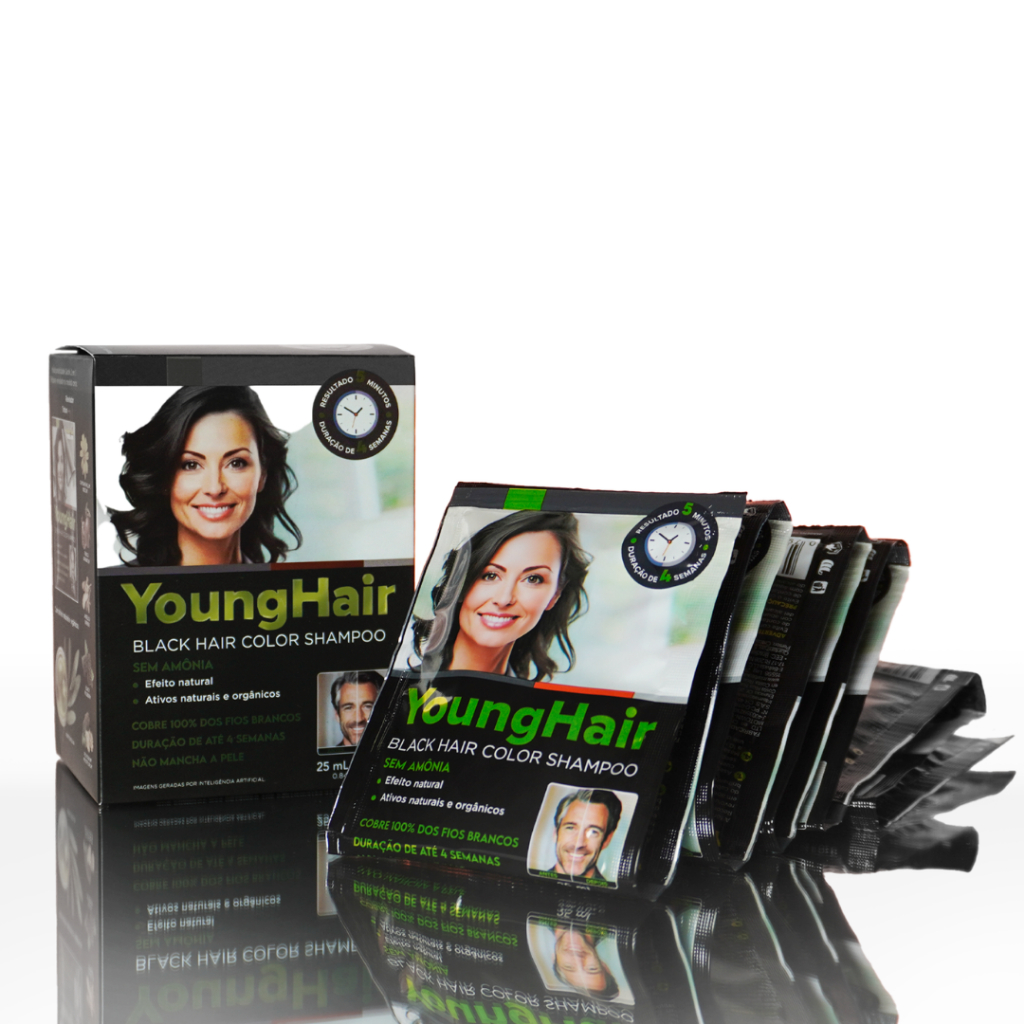 Shampoo Tonalizante Tintura  Preto em sachês - Young Hair em Oferta na Shopee