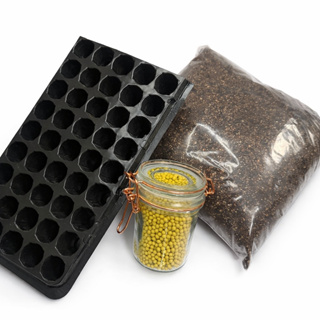 Kit Fazer Mudas com Bandeja 50 Células + Terra Substrato + Semente de Alface para Horta Doméstica em Oferta na Shopee