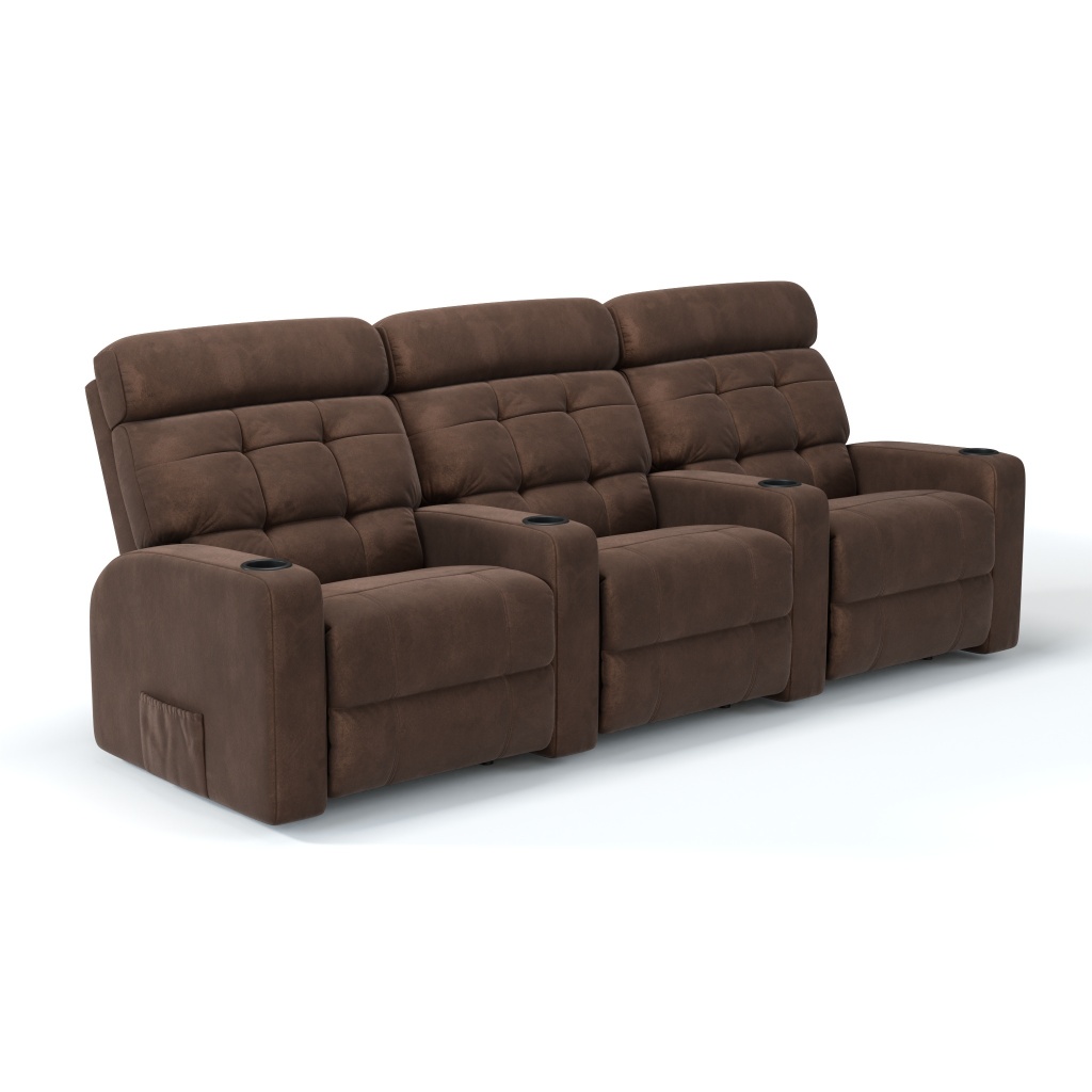 Sofá 3 Lugares Reclinável Elétrico com Massageador Linha Cinema em Tecido Suede com Braço