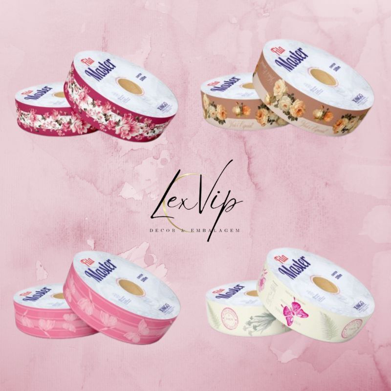 FITA DECORADA PARA LAÇOS VARIAS CORES FRACIONADA -32MM 10mts EMBALAGENS PRESENTES MÃES NAMORADO AMOR em Oferta na Shopee