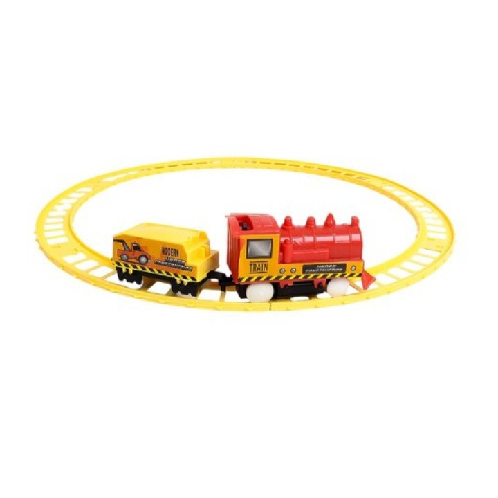 Trem Locomotiva Ferrovia Miniatura Fácil De Montar Dois Vagões