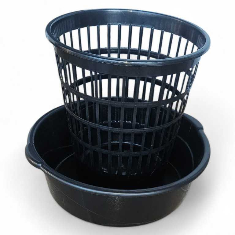 Conjunto Cesto Plástico 10L Telado + Bacia 6,5L Multiuso Organização Doméstica