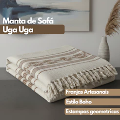 Manta para Sofá Cama 2,40x1,80m Algodão Premium Capa Protetora Xale Decorativo Boho Sala Cobertor