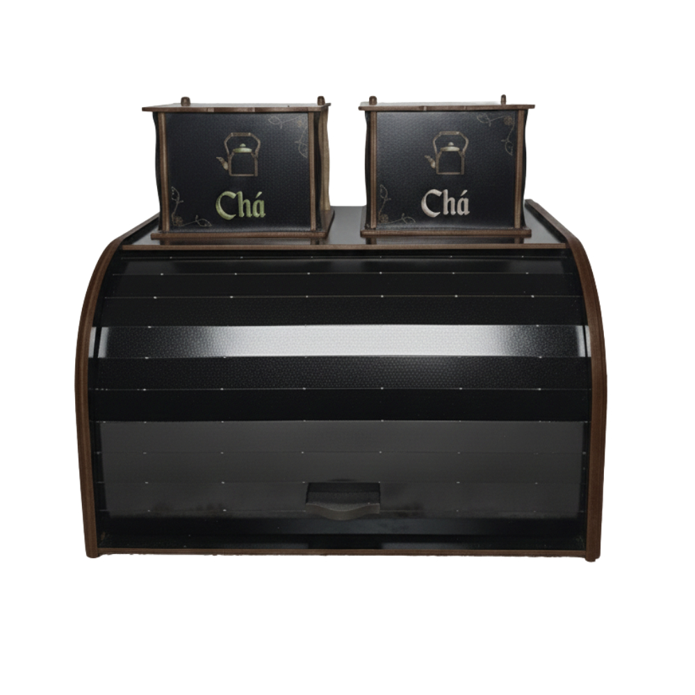 Porta Pães Preto Caixa Chá Suporte de Sache Caixa de Pão Guarda Bolos Biscoitos Bolachas Kit Café em Oferta na Shopee