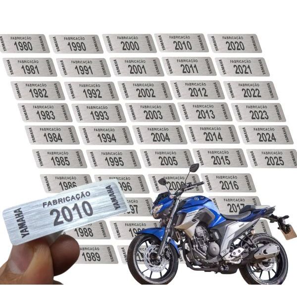 ADESIVO ANO DE FABRICAÇÃO MOTOS YAMAHA / SELO INDICAÇÃO DO ANO DE PRODUÇÃO E FABRICAÇÃO / ADESIVO ETIQUETA