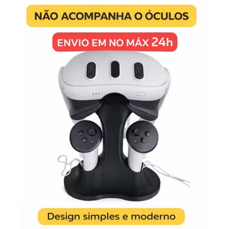 Suporte Meta Quest 3, 3s e 2 Stand Base – Organizador de Mesa Premium p/ Óculos VR e Controles