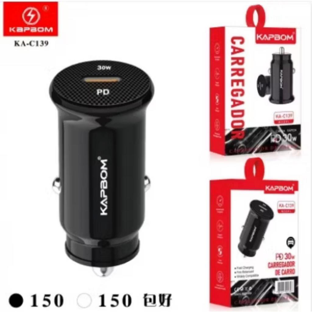 Carregador Veicular Kapbom Carro Pd Turbo 30w P/Tipo C Iphone Motorola Xaomi Sansung
