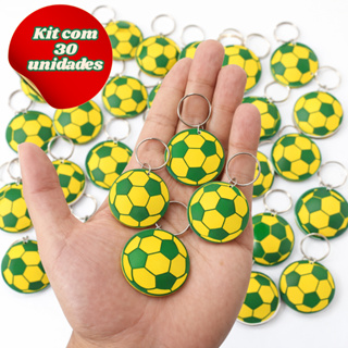Chaveiro Bola Futebol verde e amarelo Brasil Kit 30 unidades Lembrancinha , futsal, torneio, festa, copa do mundo em Oferta na Shopee