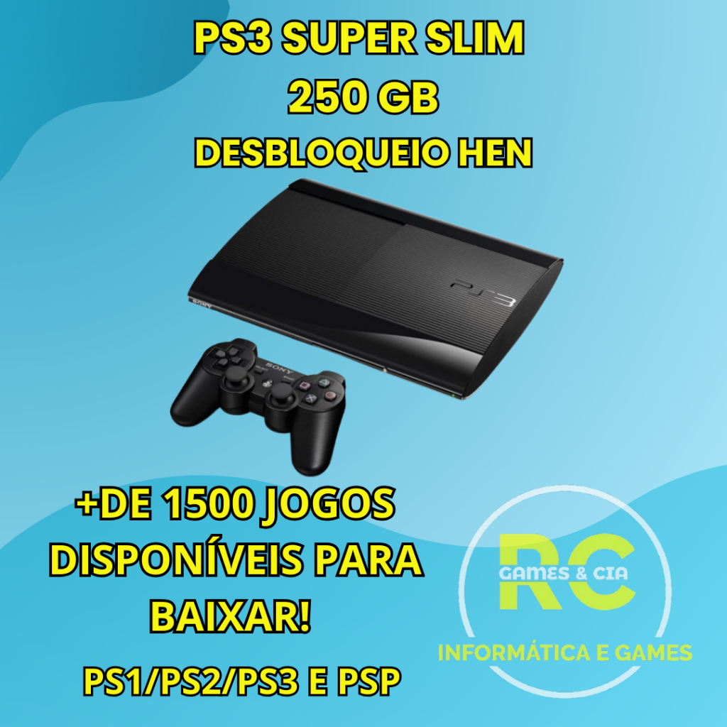 PS3 - PLAYSTATION 3 1500 JOGOS DESBLOQUEIO HEN