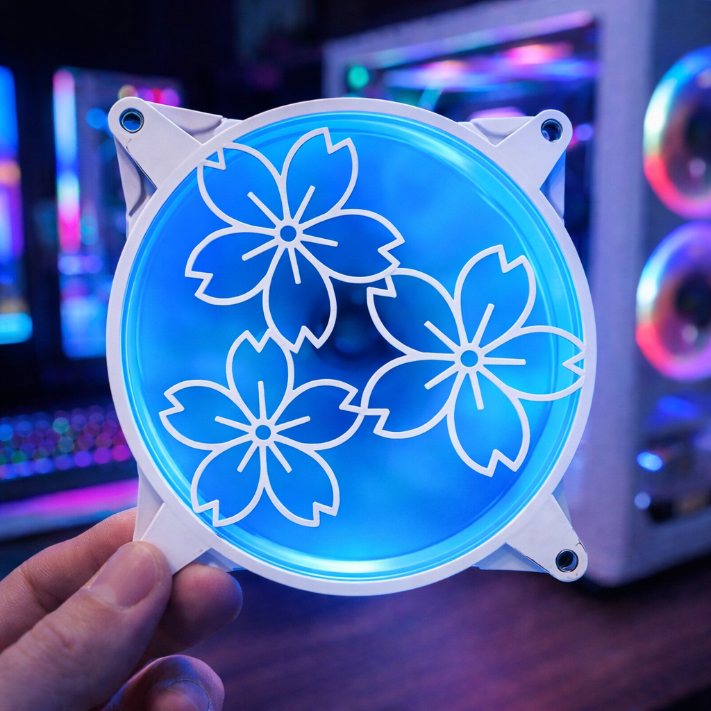 Grelha Fan 120mm Flor de Cerejeira Capa Ventilador Pc Gamer Setup Gamer Decoração