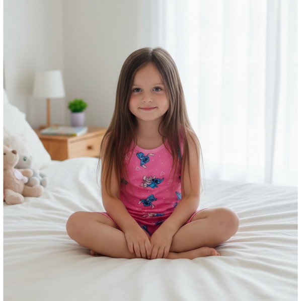 Pijama Regata Infantil em Suede Verão Personagens Feminino