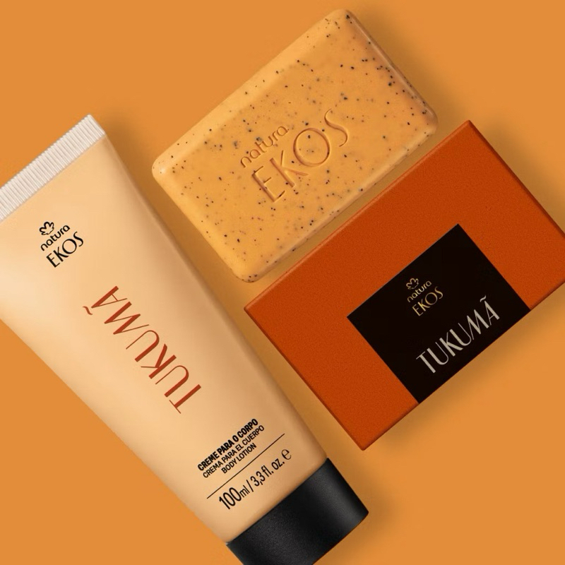 KIT CREME HIDRATANTE PARA O CORPO 100ML E SABONETE ESFOLIANTE TUKUMÃ NATURA EKOS.