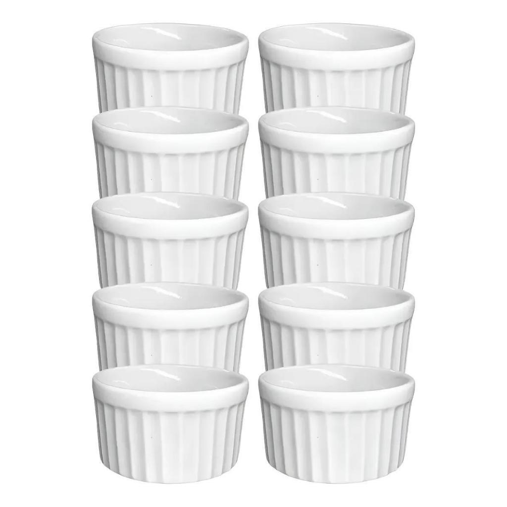 Kit 10 Ramekin Grande de Porcelana 210ml Pote Bowl Finger Food Ramequim