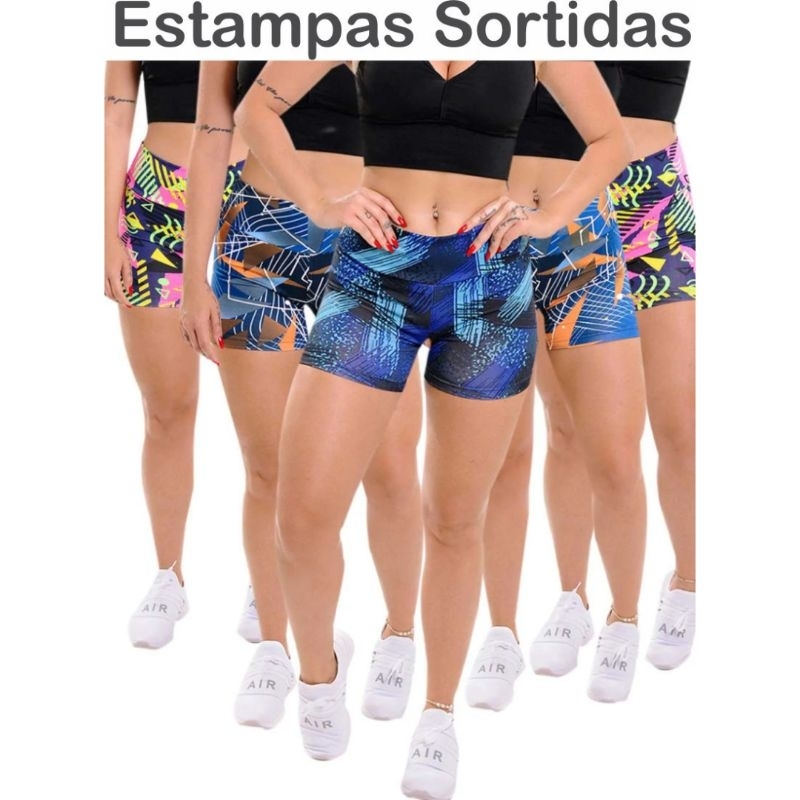SHORTS FEMININO SENSUAL FITNESS -  SUPLEX ESTAMPADO CONFORTAVEL PARA ACADEMIA