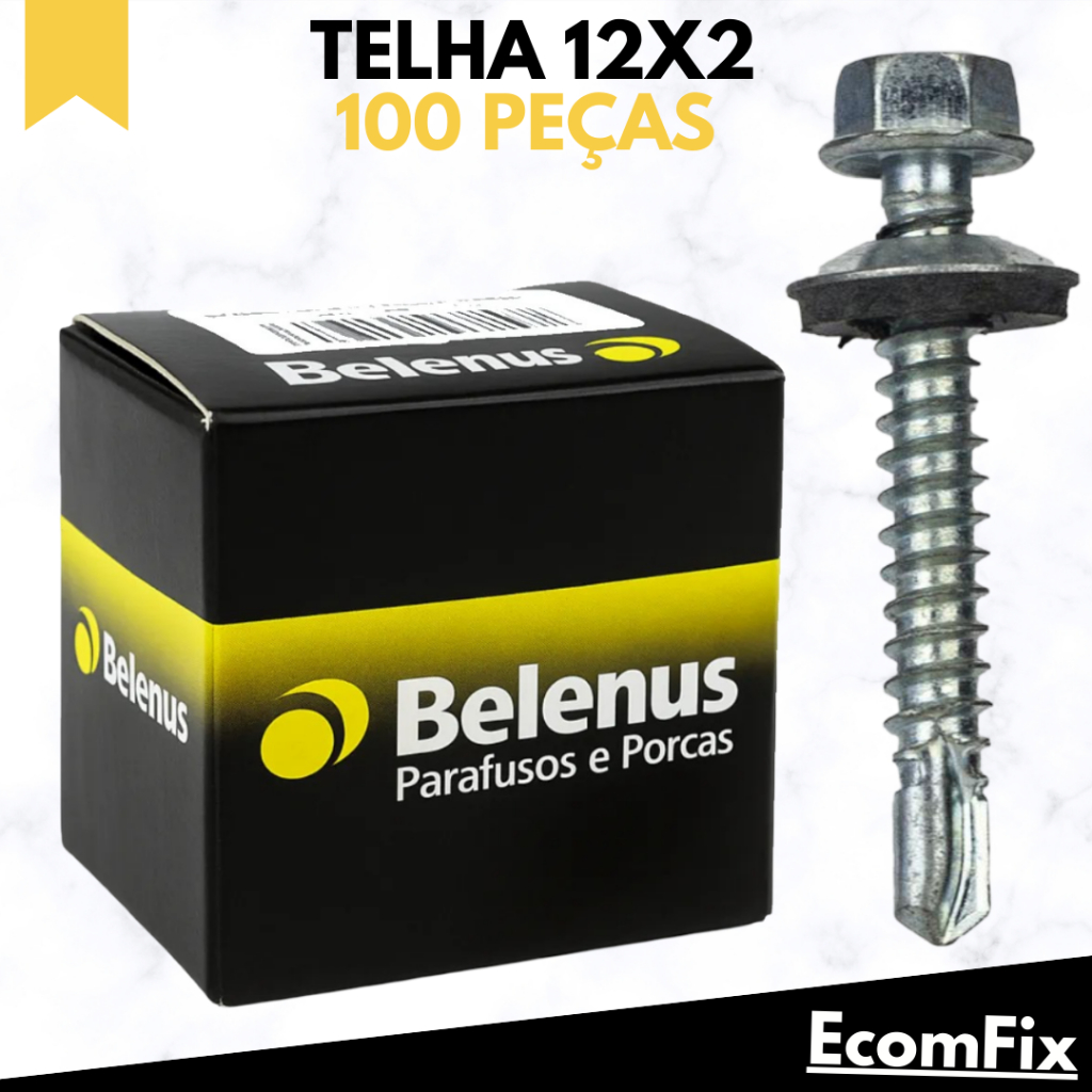 Parafuso Para Telha Auto Brocante Sextavado 5,5x50mm (12x2) 100 Peças - BELENUS em Oferta na Shopee