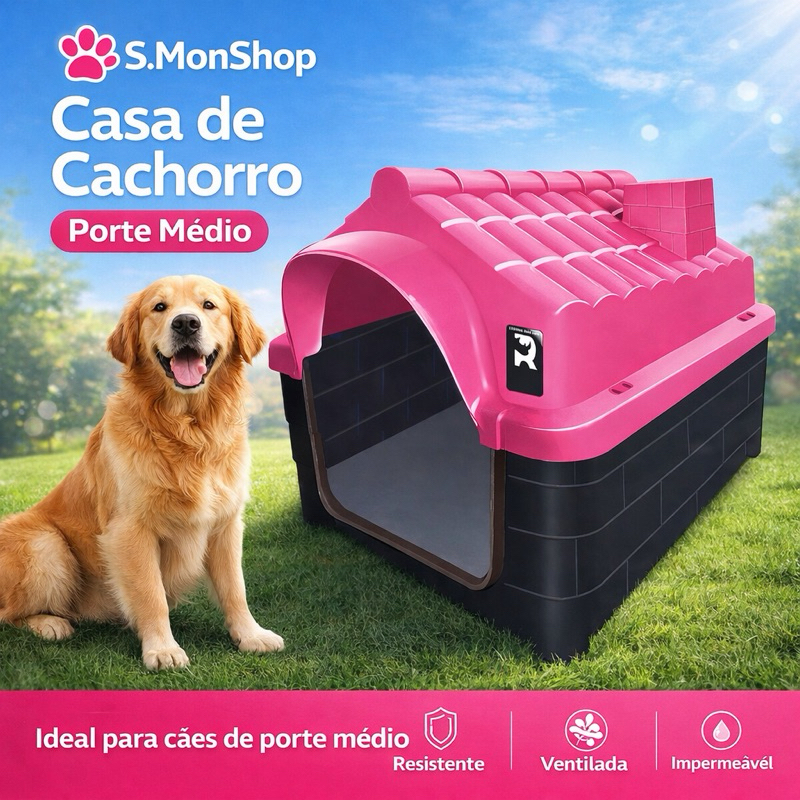Casa De Cachorro N7 Porte Médio | Proteção do Sol e Ambiente Amigo