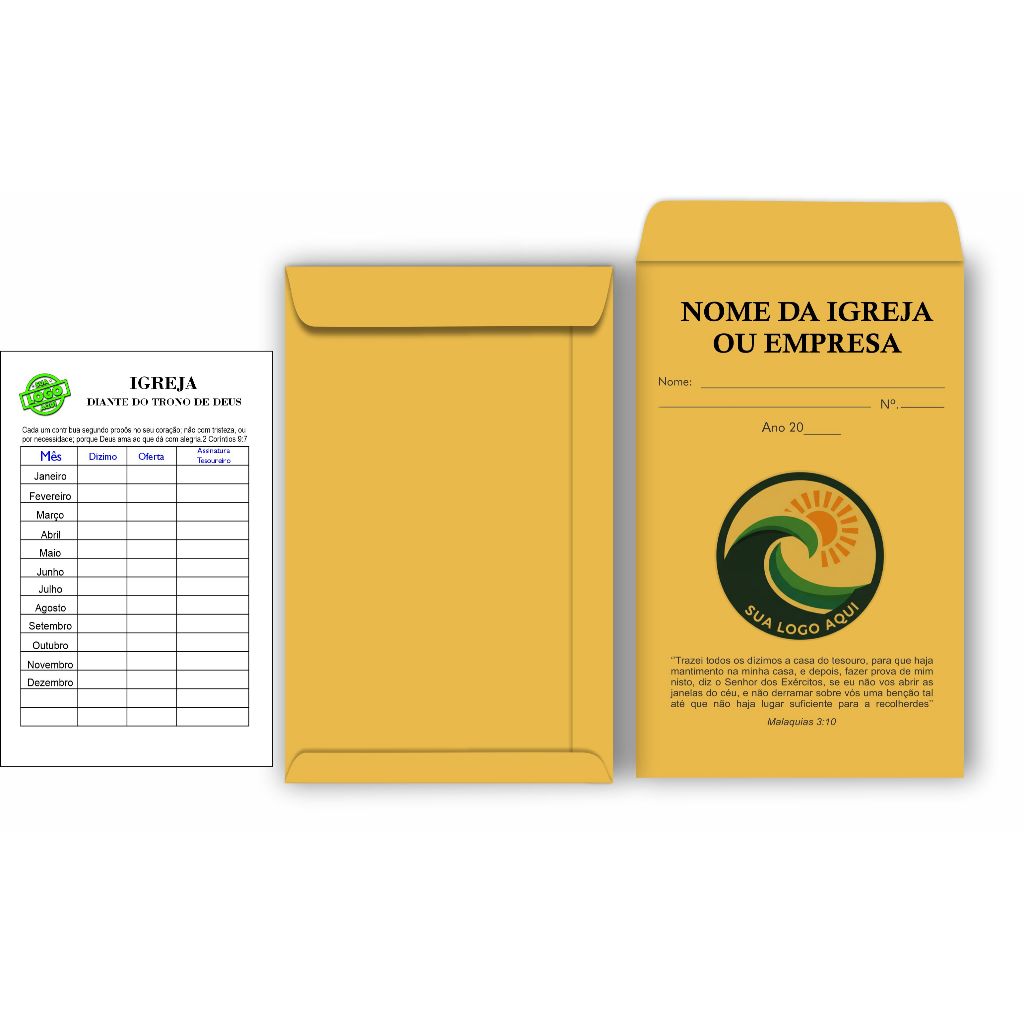 100 Envelope Mais Cartão De Dízimo Personalizado Ouro ou Kraft — imagem 2 de 2