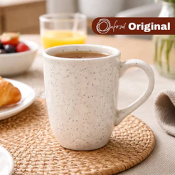 Caneca De Cerâmica 350ml Flat Chuvisco Off White - Oxford Original