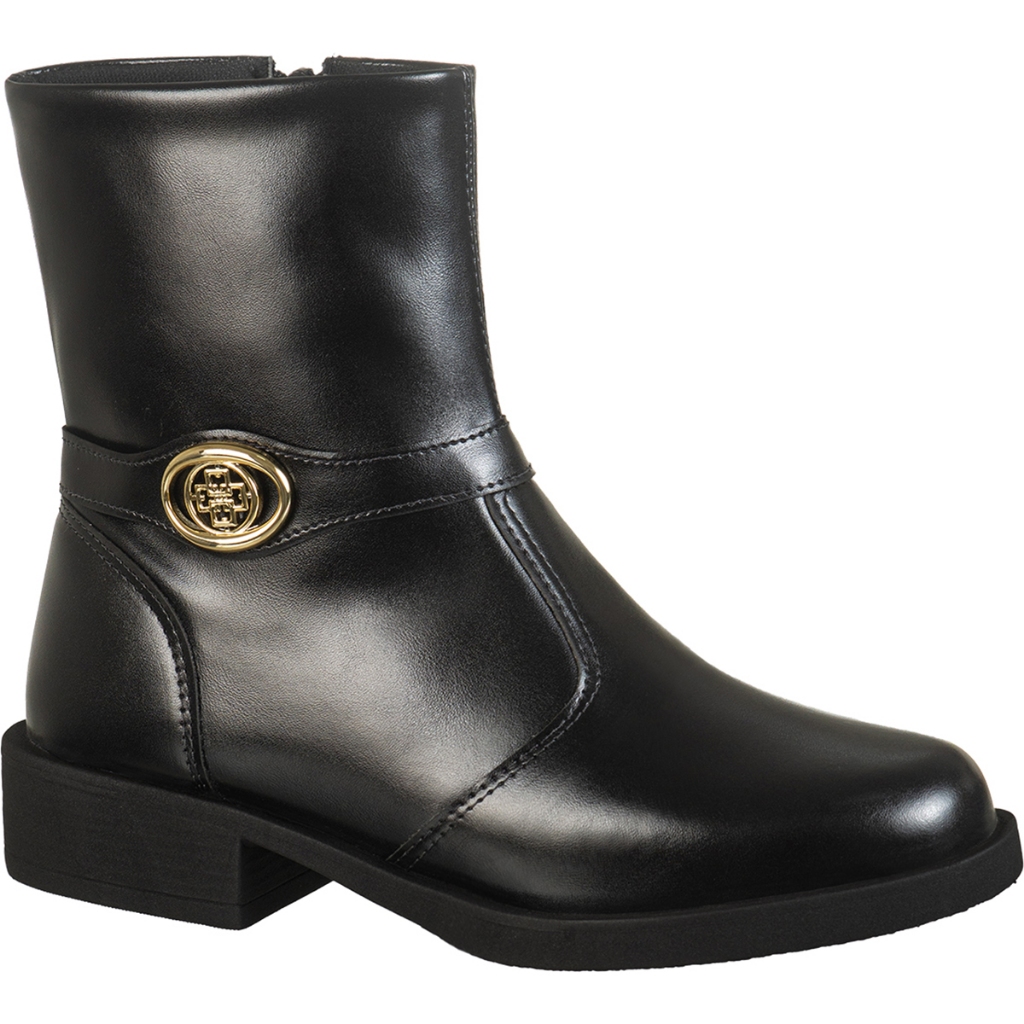 Bota Feminina Montaria Cano Curto Bico Arredondado Salto Grosso Baixo Detalhe Metal Arizona GiGiL