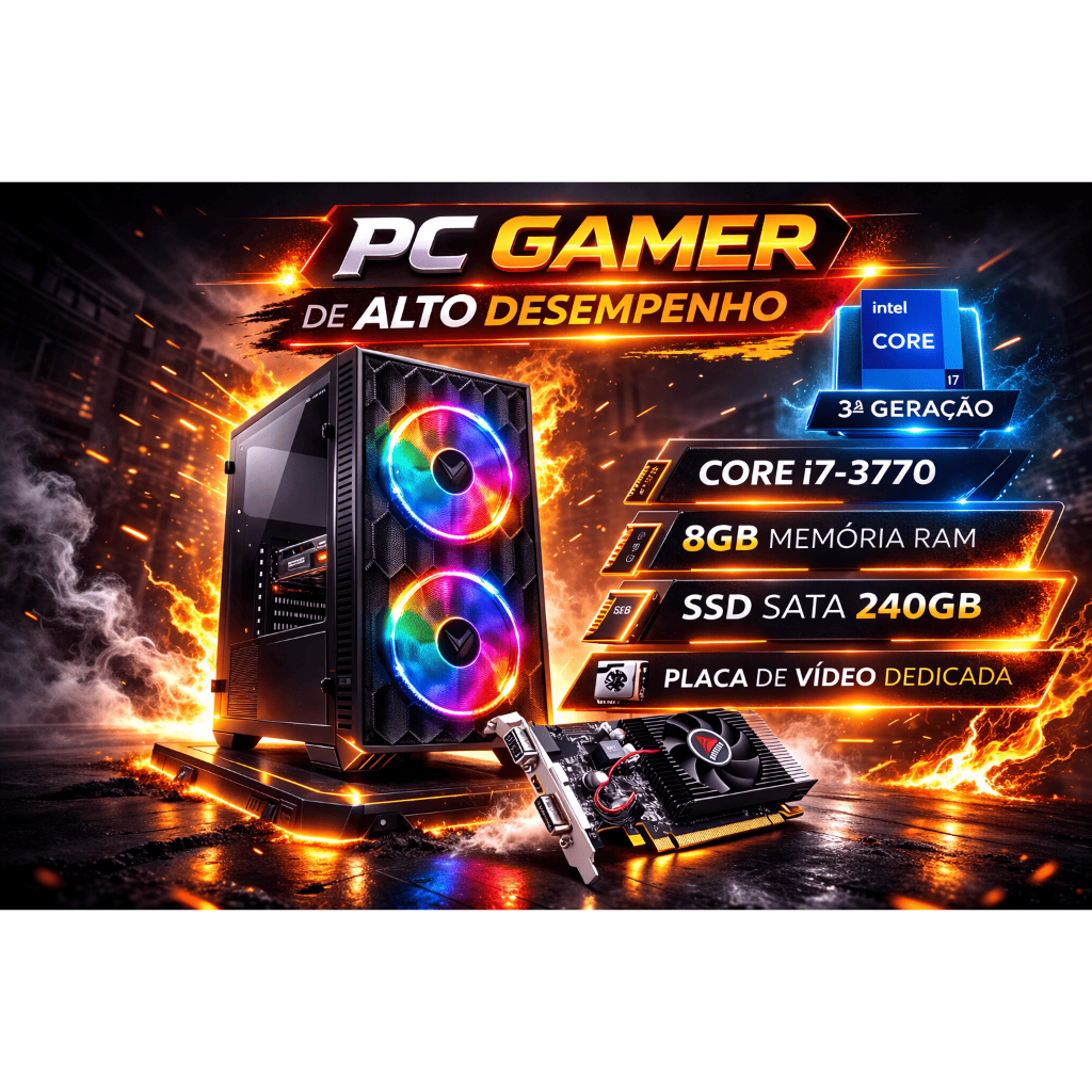 Computador Gamer Intel Core i7 - 8GB de RAM - SSD 240GB - Placa de Vídeo GT730 4GB
