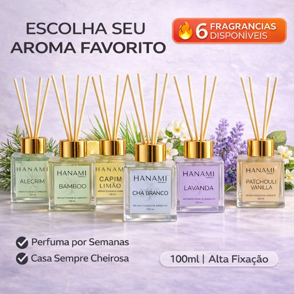 Difusor de Ambiente Aromatizador 100ml Hanami Diversos Aromas em Oferta na Shopee