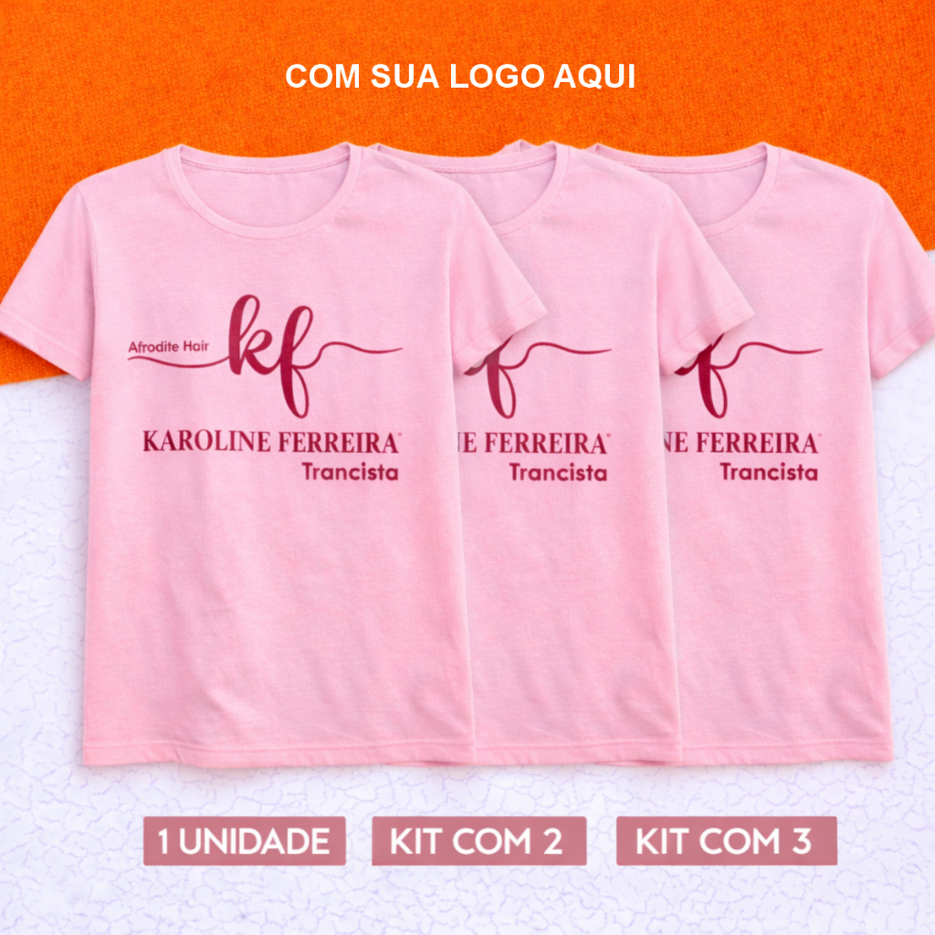 KIT CAMISAS ROSA BEBÊ COM SUA LOGO em Oferta na Shopee