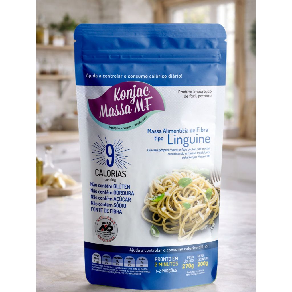 Konjac Massa Tipo Macarrão Linguini 270g Para Dietas Zero Açúcar Sem Glúten 9kcal Carboidratos em Oferta na Shopee