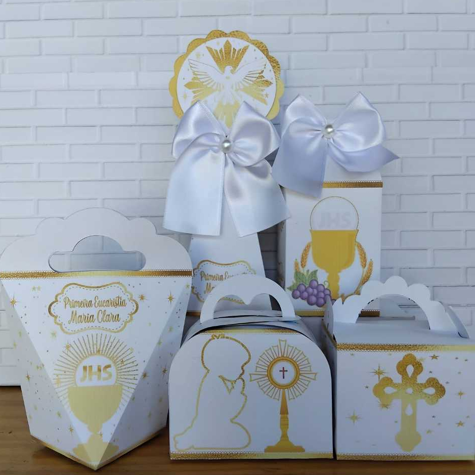 Kit Festa Infantil Personalizado Caixinhas Lembrancinhas Aniversário PRIMEIRA EUCARISTIA-PEGUE E MONTE