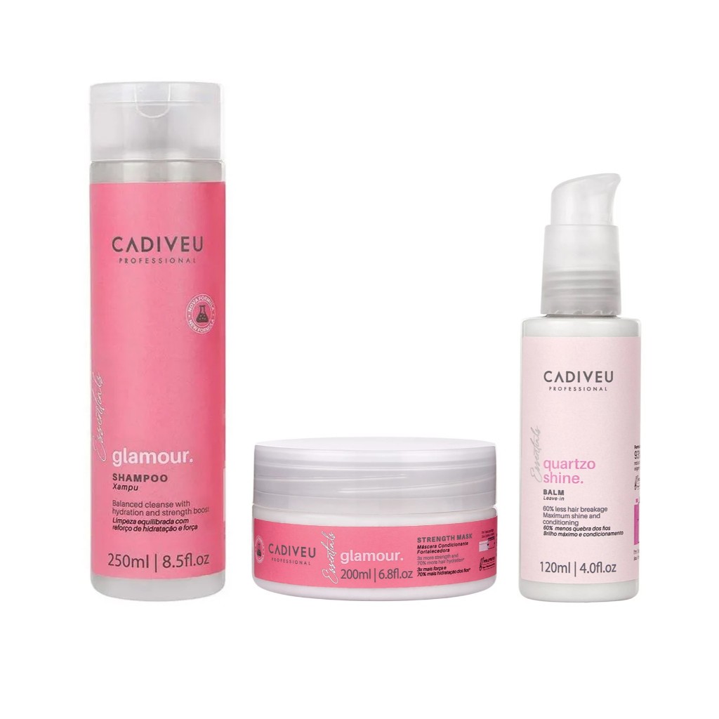 Kit Cadiveu Glamour Glossy Rubi Duo + Quartzo Shine Balm Leave-in