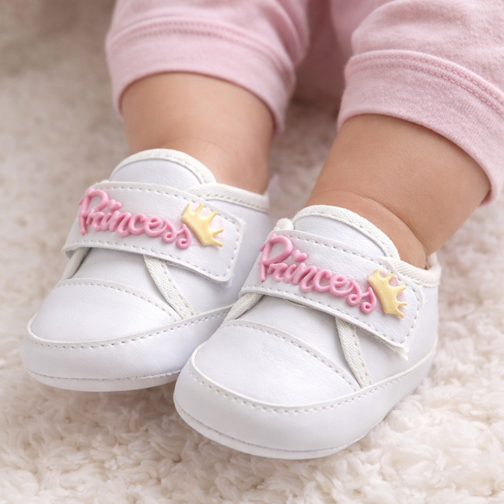 Tênis de Velcro Coleção Nova para Menina Com Aplicação Emborrachado