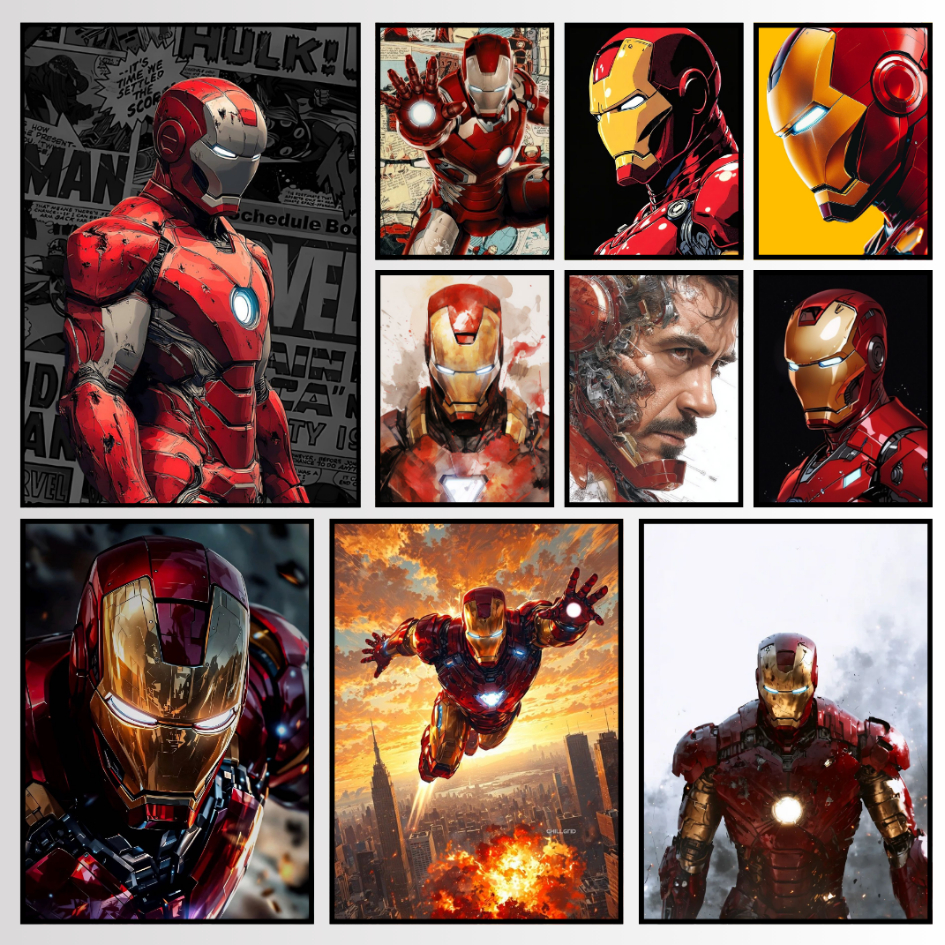 Quadro Decorativo ou Poster ADESIVO 20x30 Em Adesivo Homem de Ferro Tony Stark Marvel Plaquinha MDF