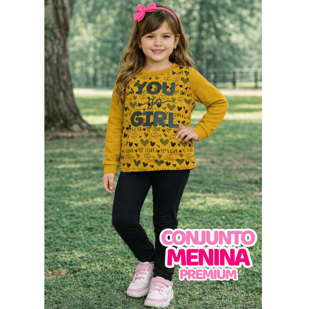 conjunto infantil menina Infantil Flanelado You Go Girl! inverno quentinho Tamanho 6