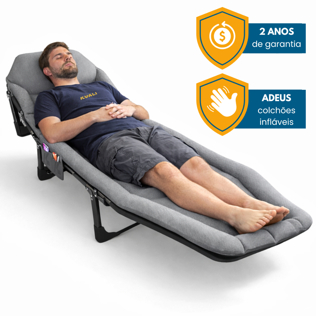 Cama Cadeira Dobrável Portátil Espriguiçadeira Suporta 160kg Altura Ajustável Travesseiro Embutido