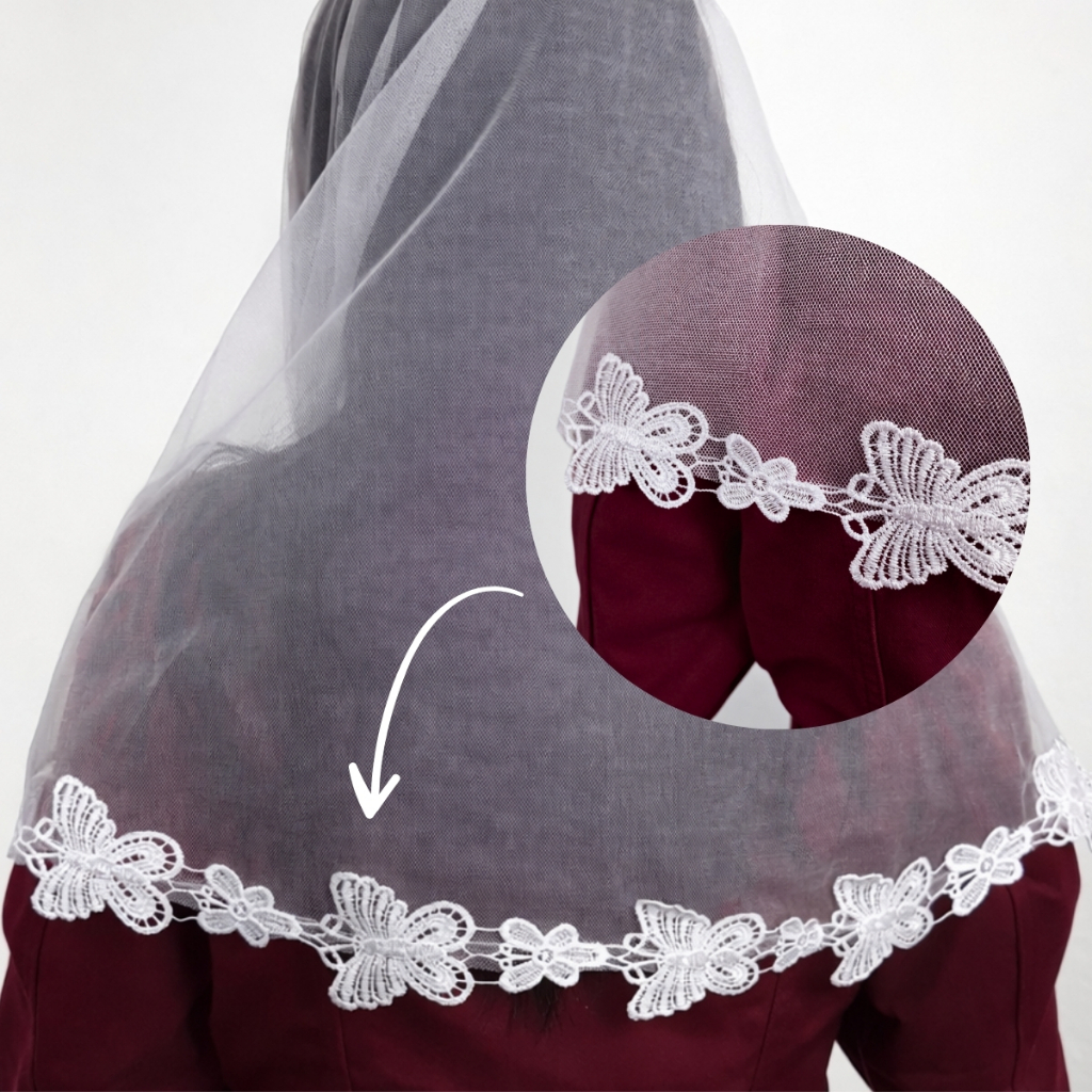 Véu CCB Congregação Cristã Renda Delicado De Luxo De Borboletas