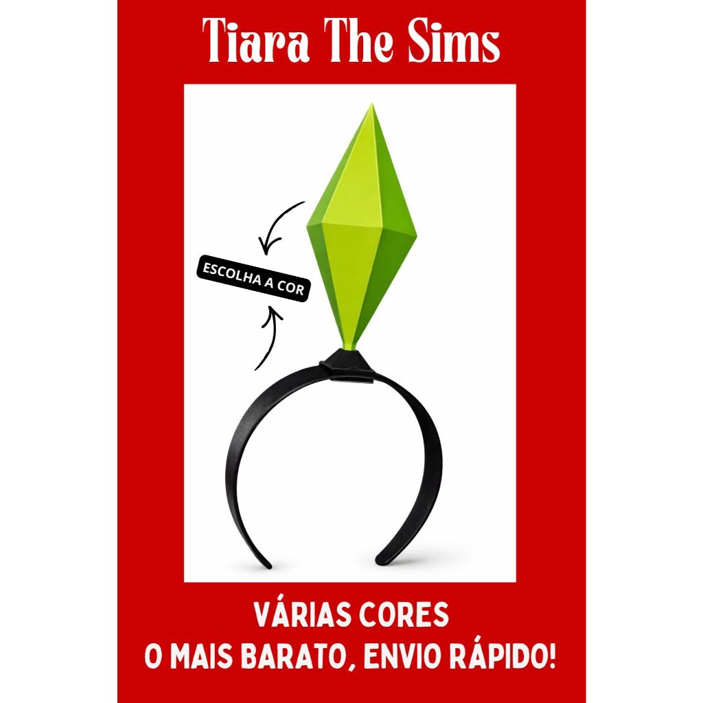 [O MAIS BARATO-VÁRIAS CORES] Tiara The Sims - Cristal - Sims Plumbob - Arquinho - Coroa - 3D