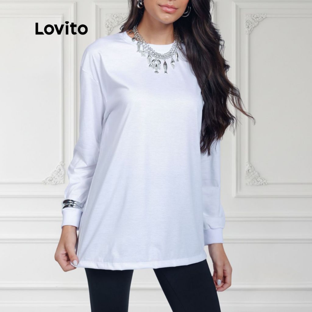Lovito Blusa Manga Longa Moda Confortável Outono/Inverno  BRTSB16421672 em Oferta na Shopee