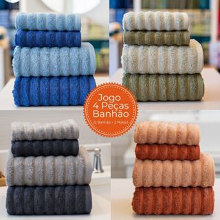 Jogo de Toalha Banhão 4 Peças Gigante 100% Algodão Excelente Absorção Habitat Wave em Oferta na Shopee