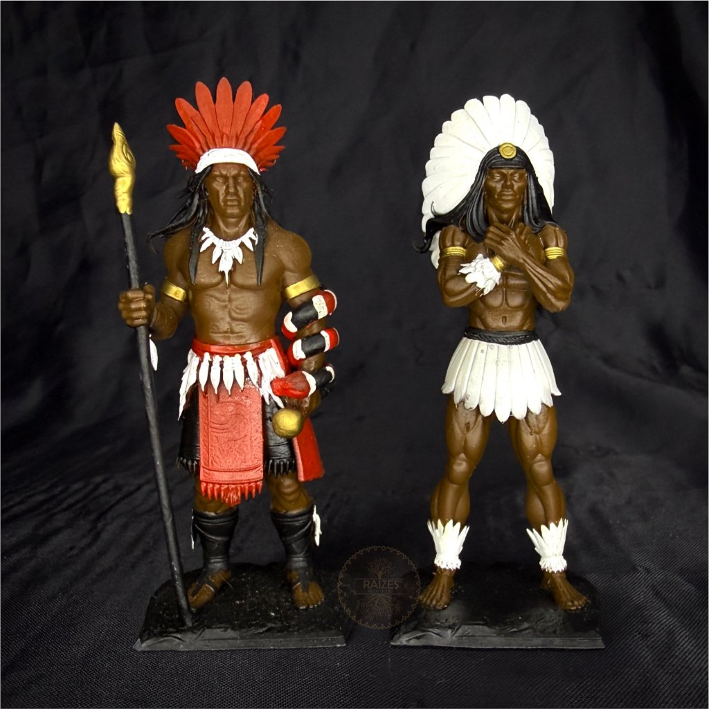 Estátua/Escultura Miniatura Imagem Caboclo Cobra Coral Pena Branca - em Impressão 3D Resina