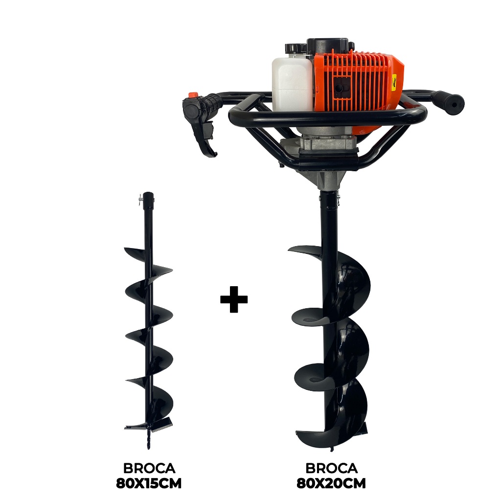 Perfurador de Solo a Gasolina 52cc 2,5HP com Brocas 80x20cm + 80x15cm FAK520PS Carbon Fak