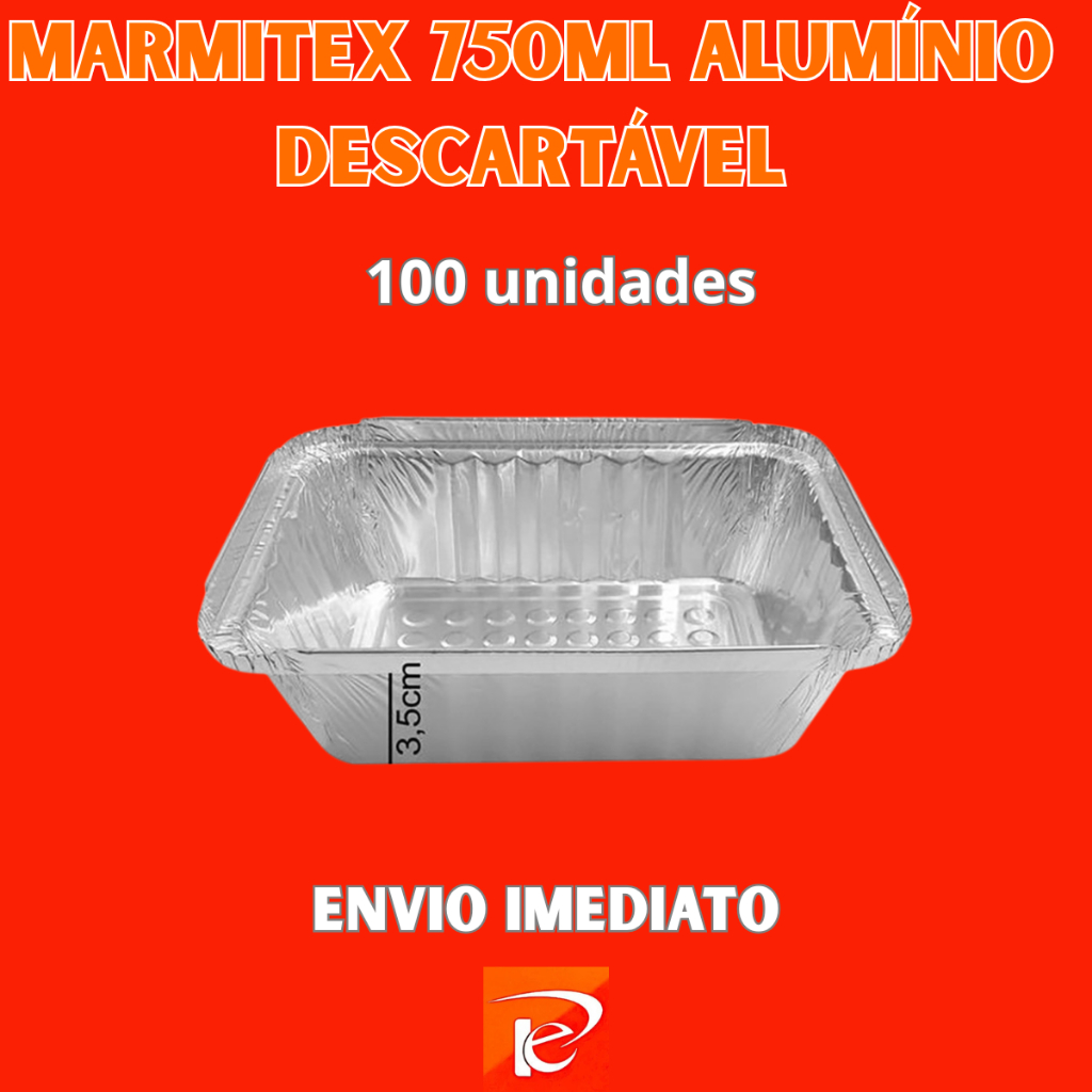 100 Marmitex 750ml Alumínio Descartável Bandeja Thermoprat Refeição Festa Lanche Entrega