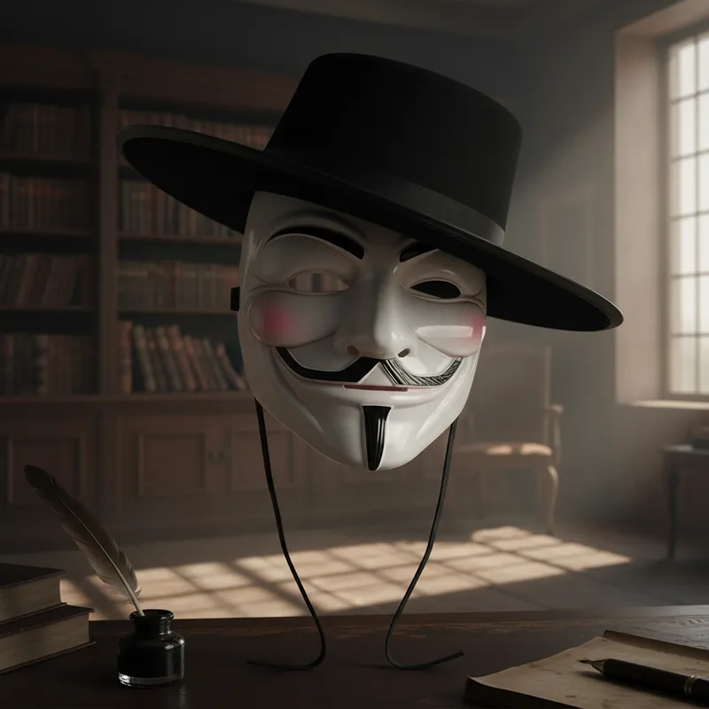 Chapéu e Máscara V de Vingança Hacker Anonymous Vendetta Halloween Fantasia Cosplay