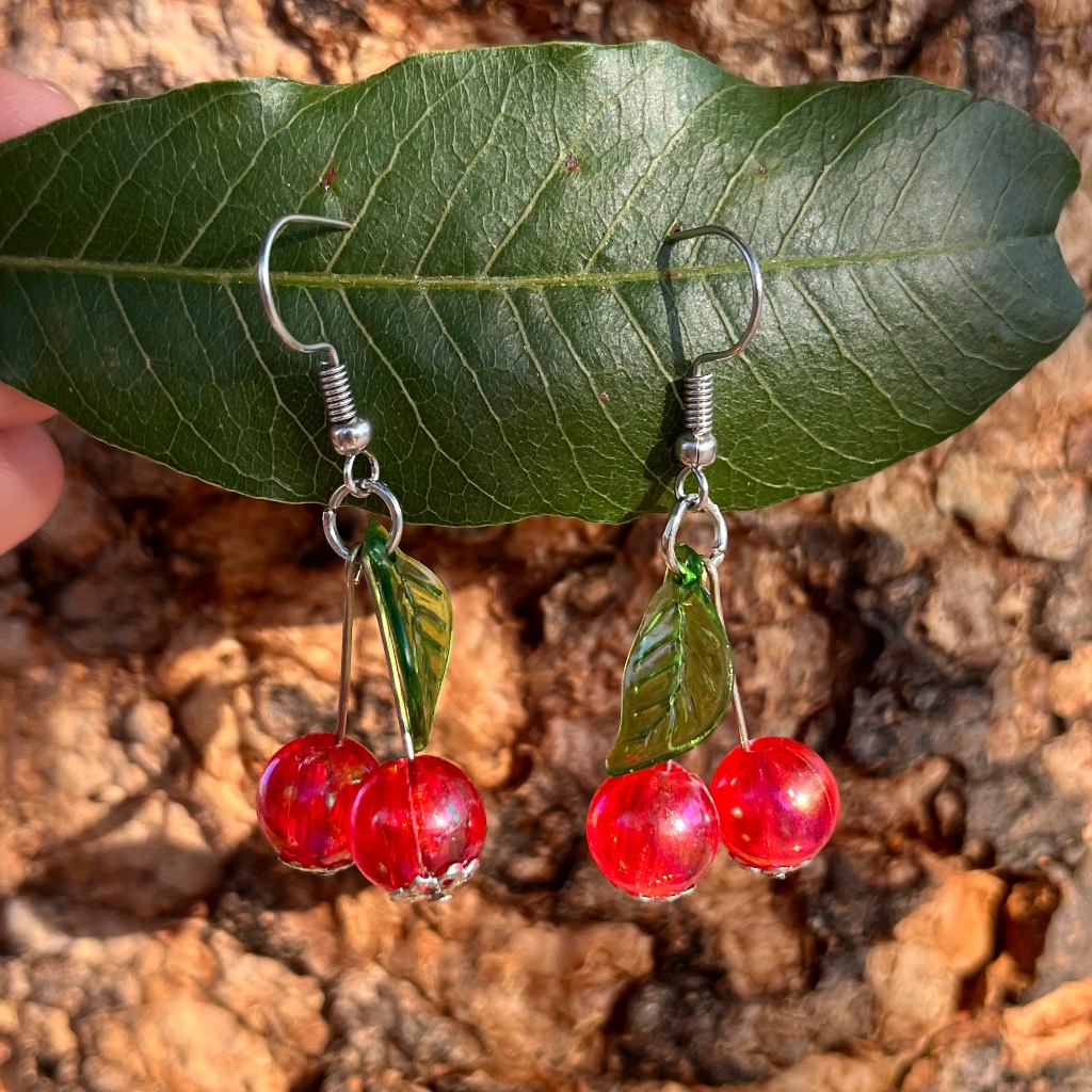 Brinco Cereja/Cherry Delicado Pequeno Miçanga Brinco Divertido em Oferta na Shopee