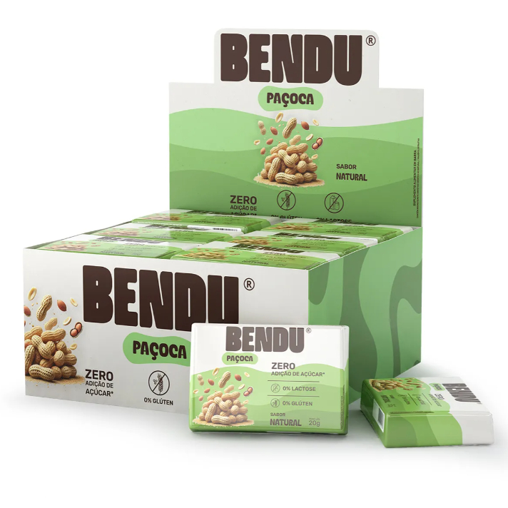 Bendu Paçoca Sabor Natural Zero Açúcar Com Whey Protein 24 Un em Oferta na Shopee