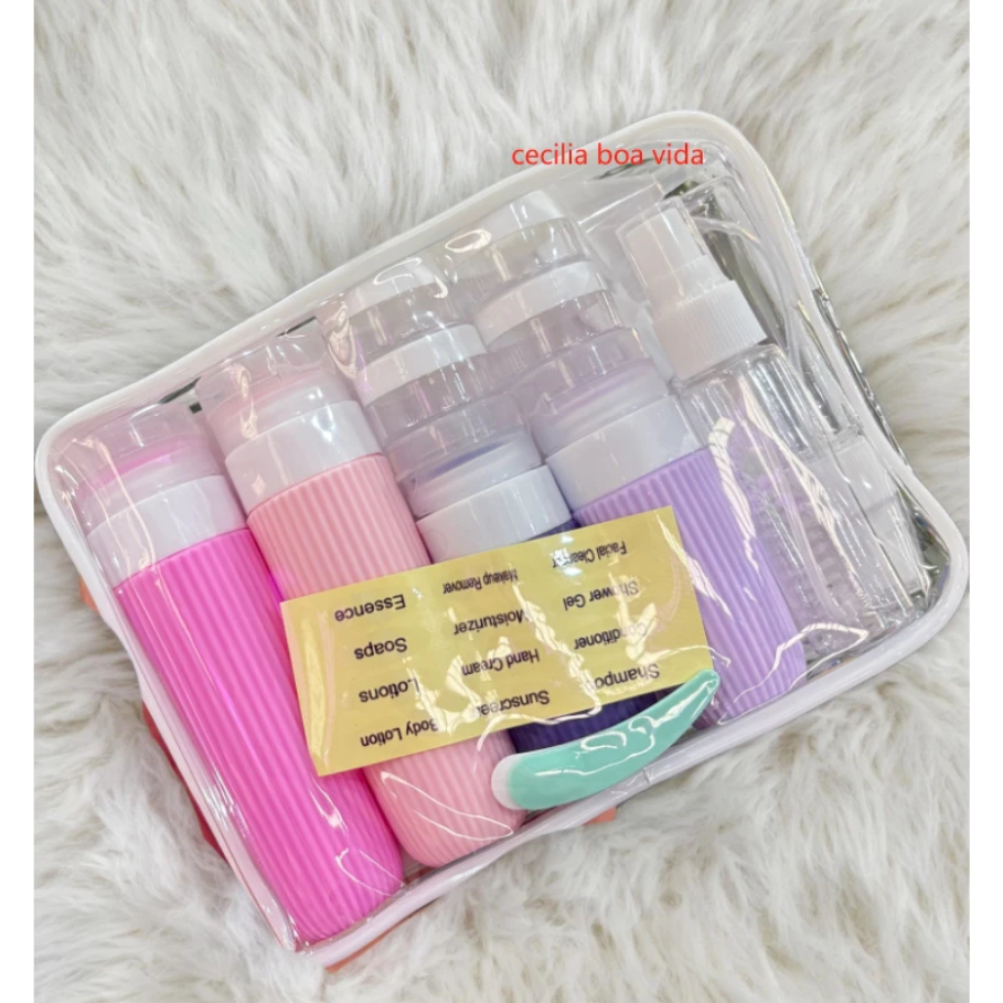 Kit Potes Frascos Silicone Viagem Creme Shampoo Condicionador Cosméticos 16 Peças