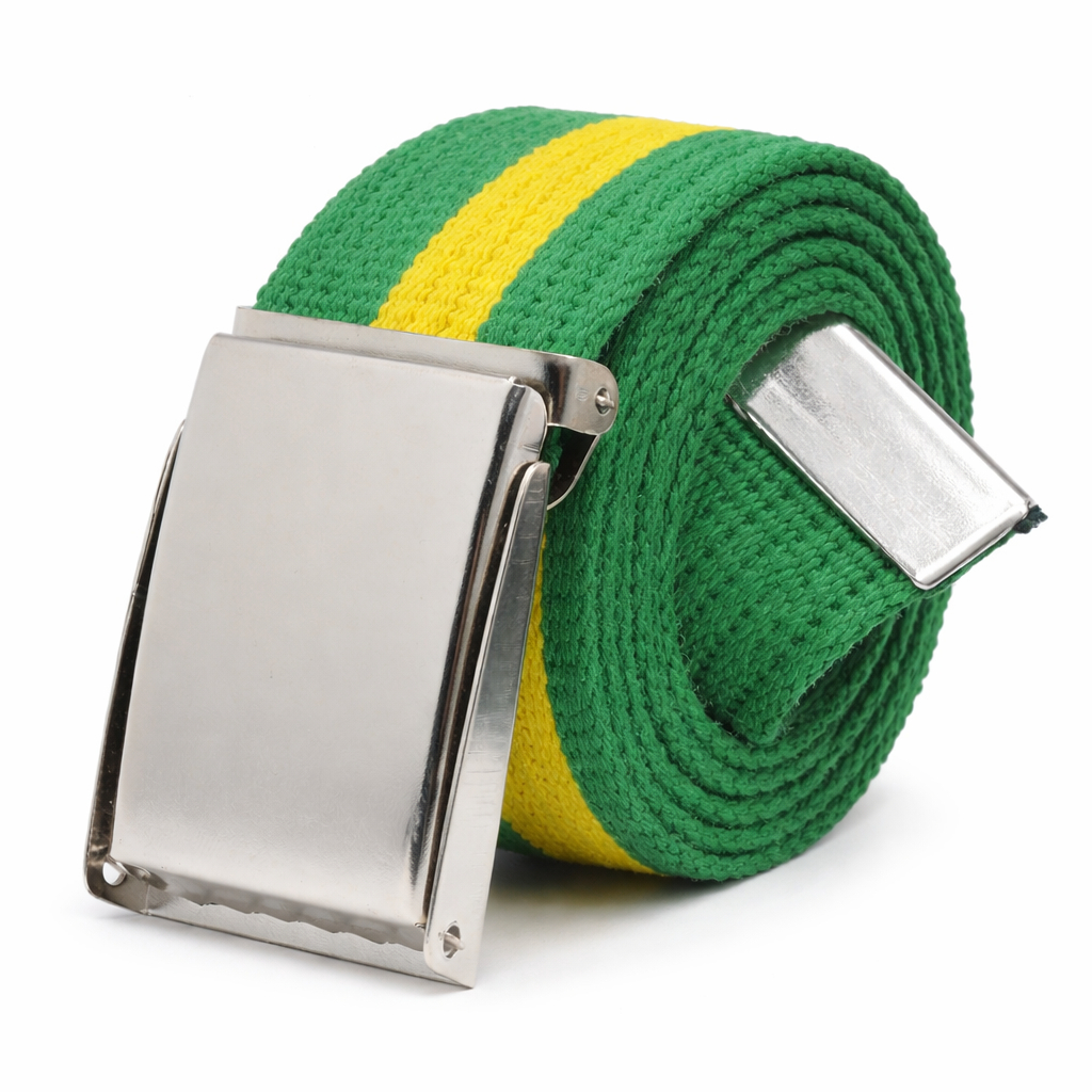 Cinto Do Brasil Verde e Amarelo Unissex Copa Seleção Brasileira Com Fivela Ajustável